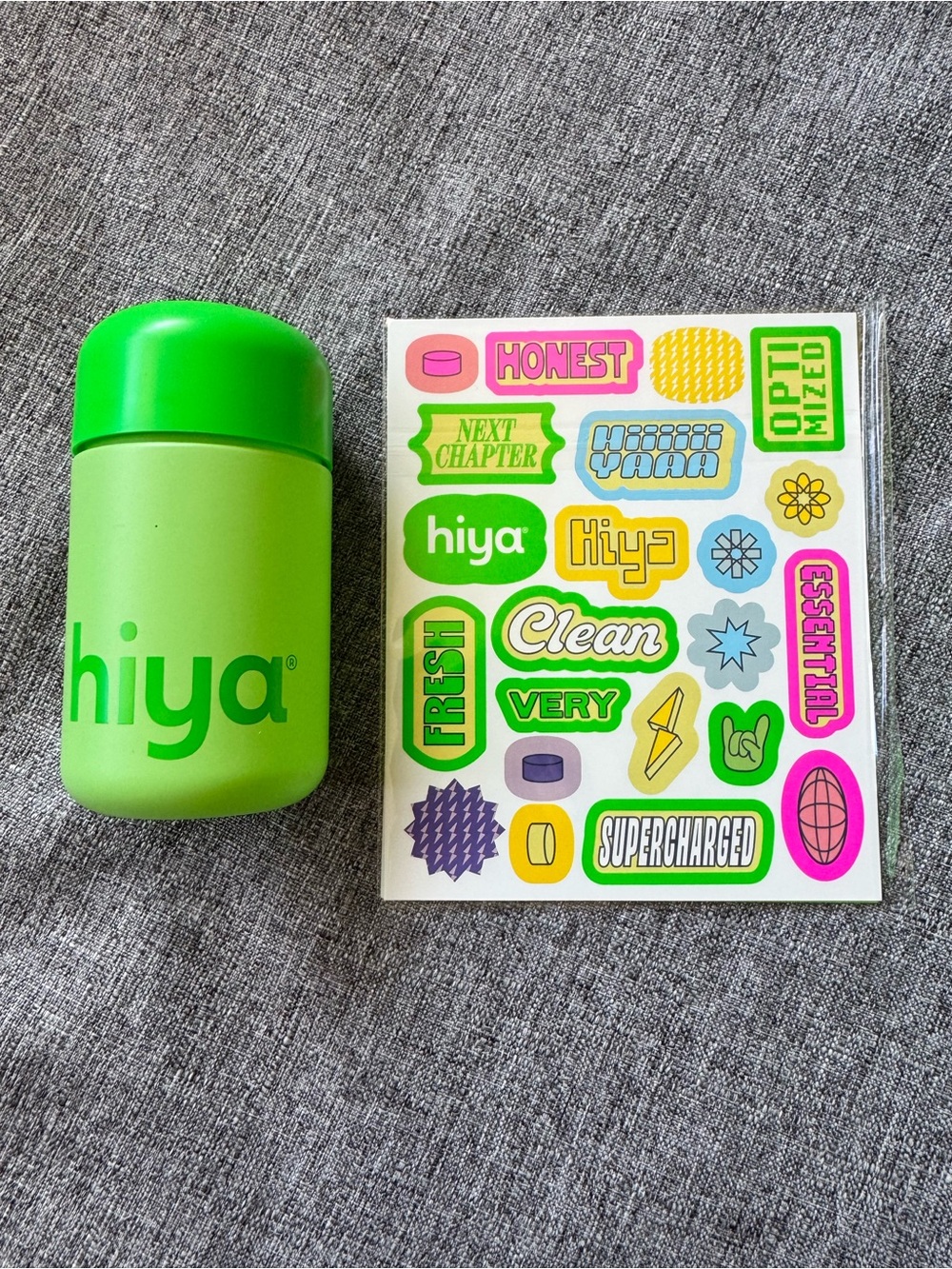 Hiya Refillable Glass Jar with Original Sticker Sheet NEW